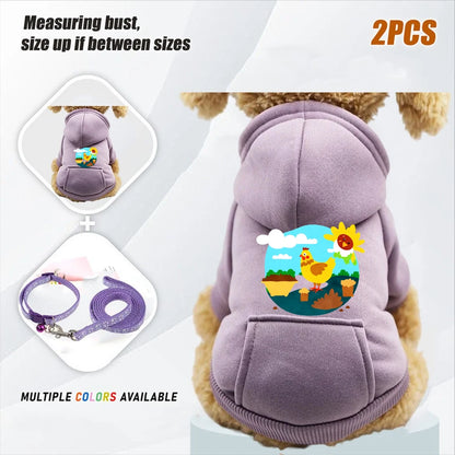 2pcs Winter Dog Hoodies Sweatshirt Jacket Warm Fashion Pet Coat Chihuahuas Bulldog Costume Puppy Pet Autumn