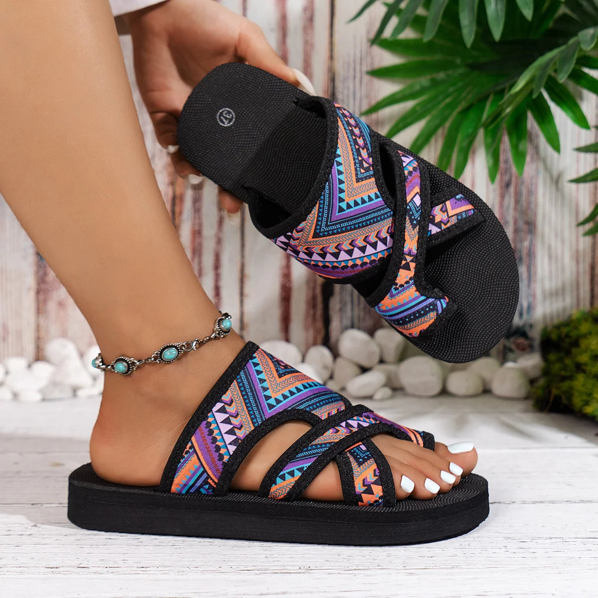 Summer Women Slippers Fashion Platform Sandals Open Toe Slip on Colorful Beach Shoes Ethnic Lightweight Slippers Slides Women