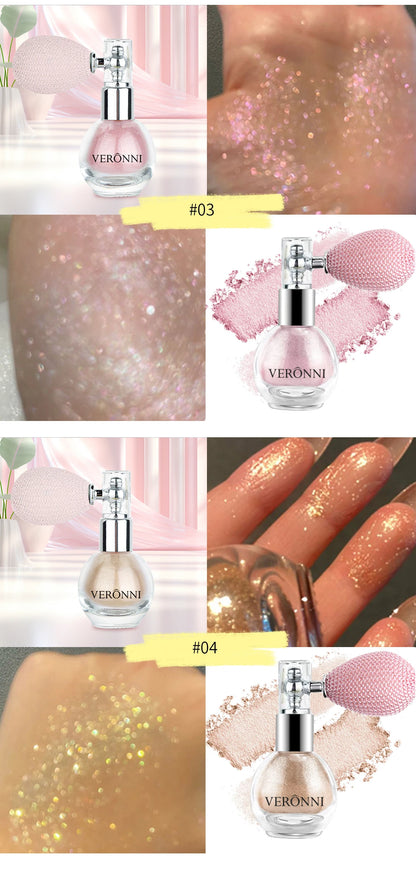 Diamond Highlighter Powder Spray Waterproof High Gloss Glitter Body Bronzer Highlight Powder Face Contour Illuminator Makeup