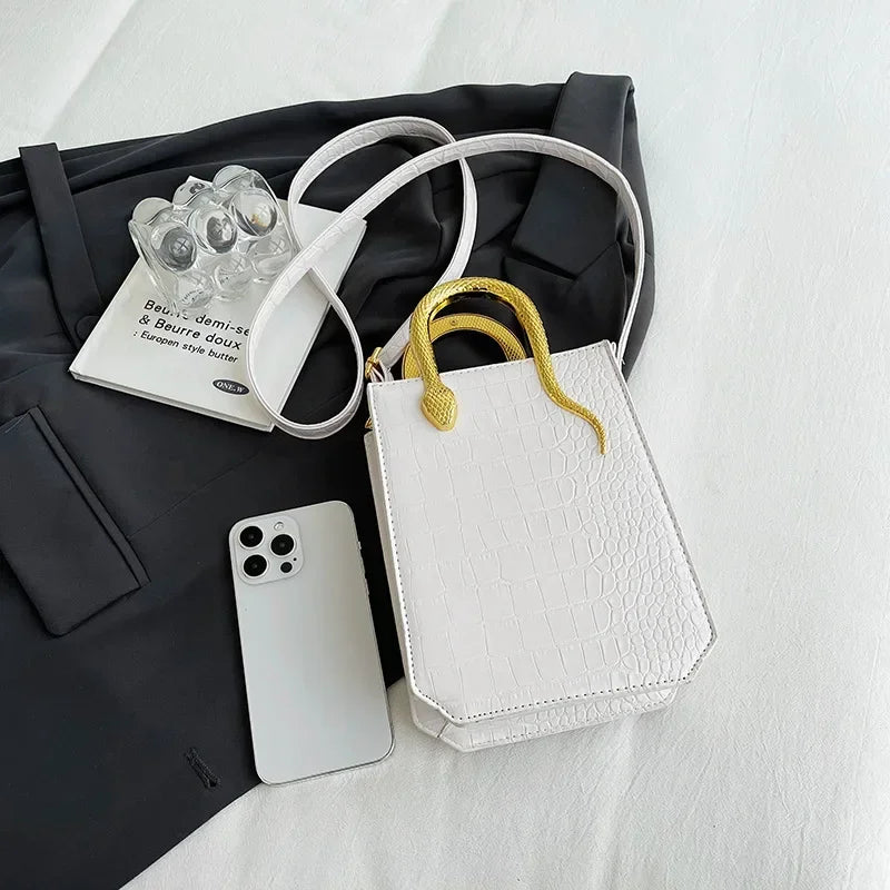 Stone Patterned Handbag for Women Glossy Purse and Handbags Crossbody Bags for Women Tote Bag PU Designer Bag Сумка Женская 2024