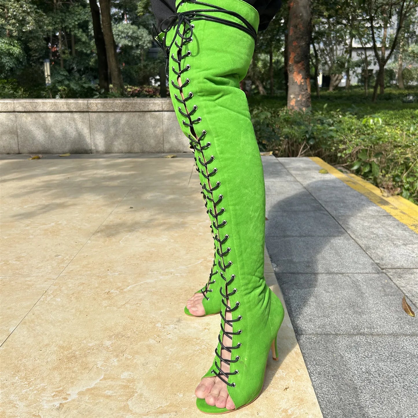 DIY Women Latin Dance Boots Long Dance Shoes Latin Salsa Dance Shoes 11cm High Club Party Ballroom Dance Shoes Booties for women