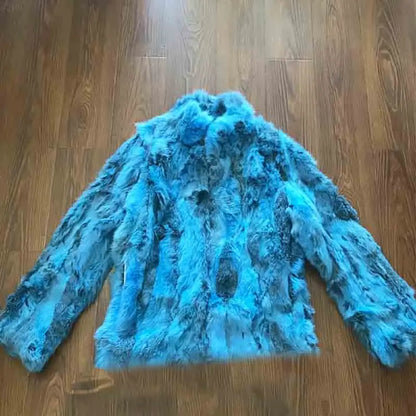 2023 New Women Real Rabbit Fur Mandarin Collar Coat Natural Pure Genuine Whole Skin Fur Jacket Full Pelt Fur Customize WSR61