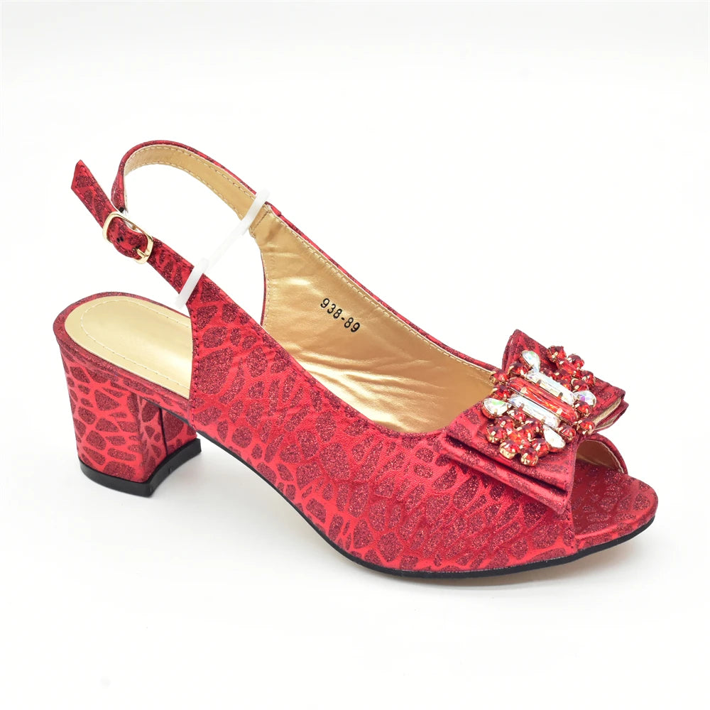 Nigerian Shoes and Bags To Match Shoe and Bag Set for Party in Women Italian Wedding Rhinestones Elegant Peep Toe Sandals