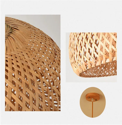 2025 Newest Bamboo Pendant Lamps Ceiling Lights Rattan Wicker Lustre Hand Knit Braiding Suspended Home Dining Braided Decor Hot