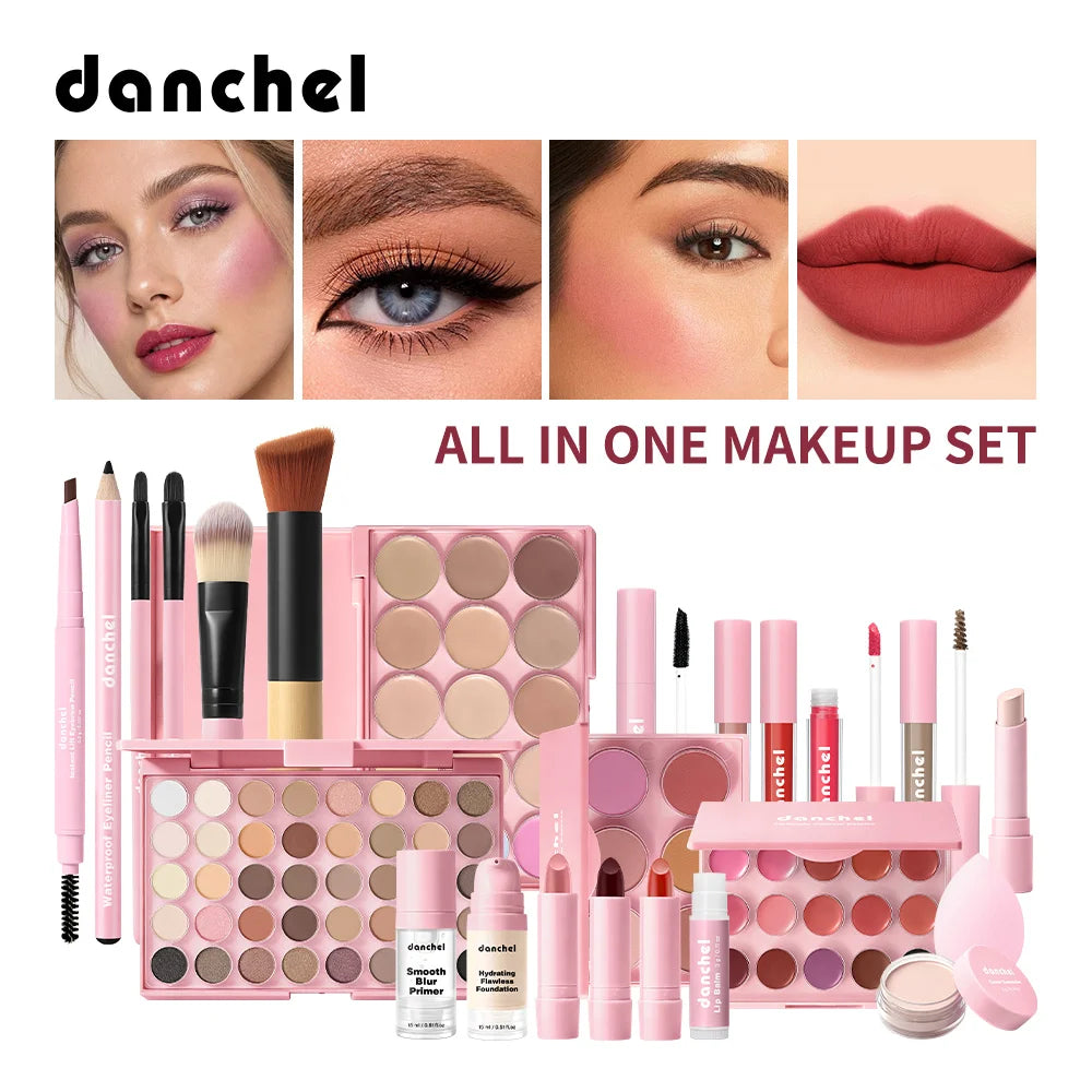 All In One Makeup Set Gathering All Cosmetic Including Base Makeup, Concealer, Contour ,Powder Blusher, Eyebrow Eye, Lip Makeup