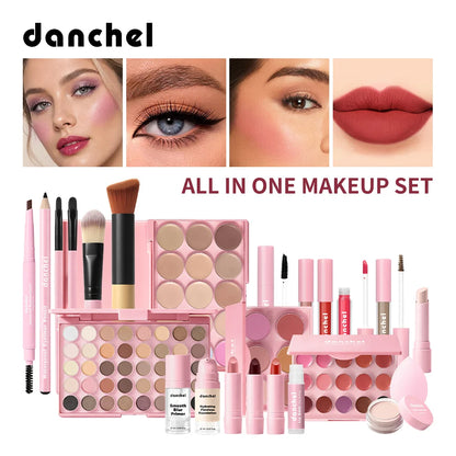 All In One Makeup Set Gathering All Cosmetic Including Base Makeup, Concealer, Contour ,Powder Blusher, Eyebrow Eye, Lip Makeup