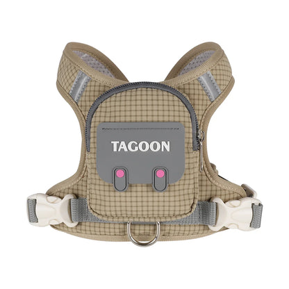 Dog Backpack Harness Cute Plaid Outdoor Self-Carrying Bag for Pets Puppy Chest Vest for Walking Adjustable for Small Medium Dogs