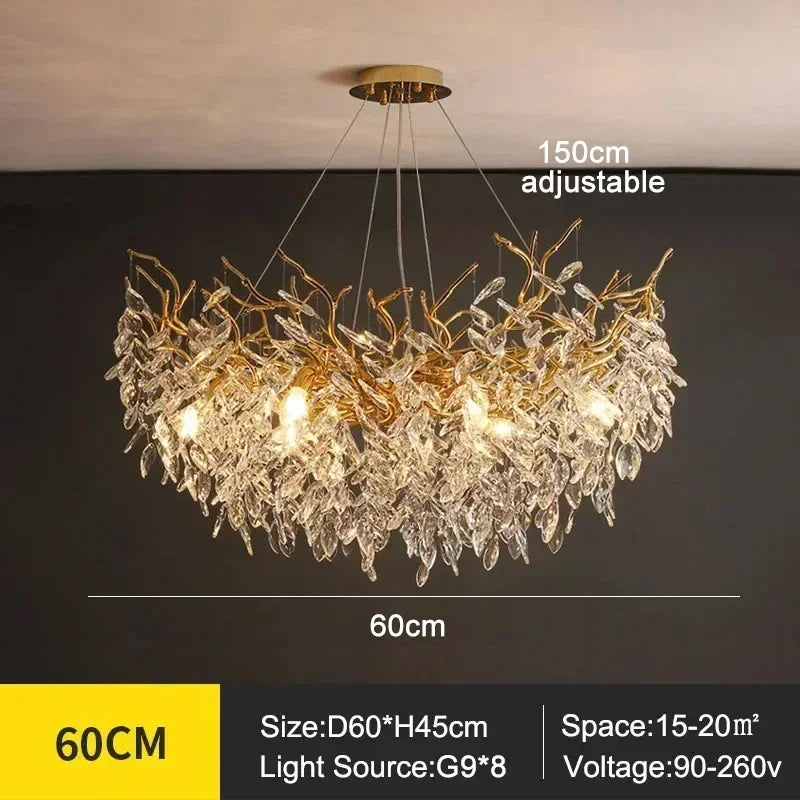 Luxury Modern Crystal Ceiling Chandelier Led Pendant Lamp Dining Table Living Room Bedroom Home Decor Wall Hanging Light Fixture