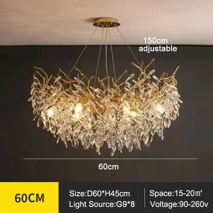 Luxury Modern Crystal Ceiling Chandelier Led Pendant Lamp Dining Table Living Room Bedroom Home Decor Wall Hanging Light Fixture