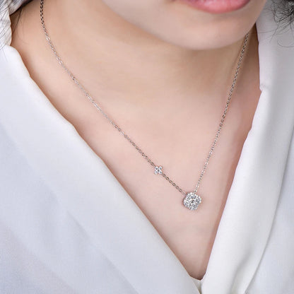 Rrjzz GRA Certified D-Color VVS1 Moissanite Pendant Necklace Lab Created Imitation Diamond for Women Charm Necklace Jewelry Gift