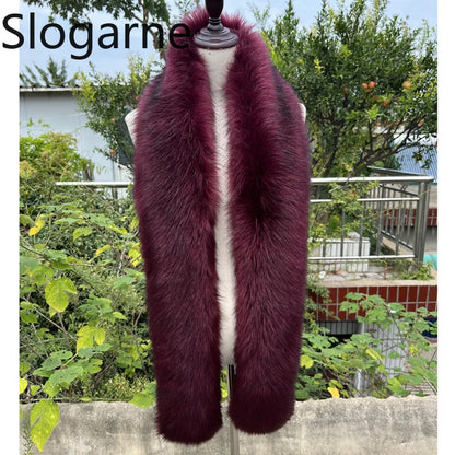 American 180cm Super Long Faux Fox Fur Scarf Winter Women Cosplay Warm Fashion Neck Decor Fluffy Shawl Wrap Luxury Furry Scarves
