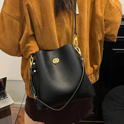 Fashion Women PU Leather Handbags Large Capacity Fashion Female Bucket Shoulder Bag Ladies Messenger Bag Purses and Handbags