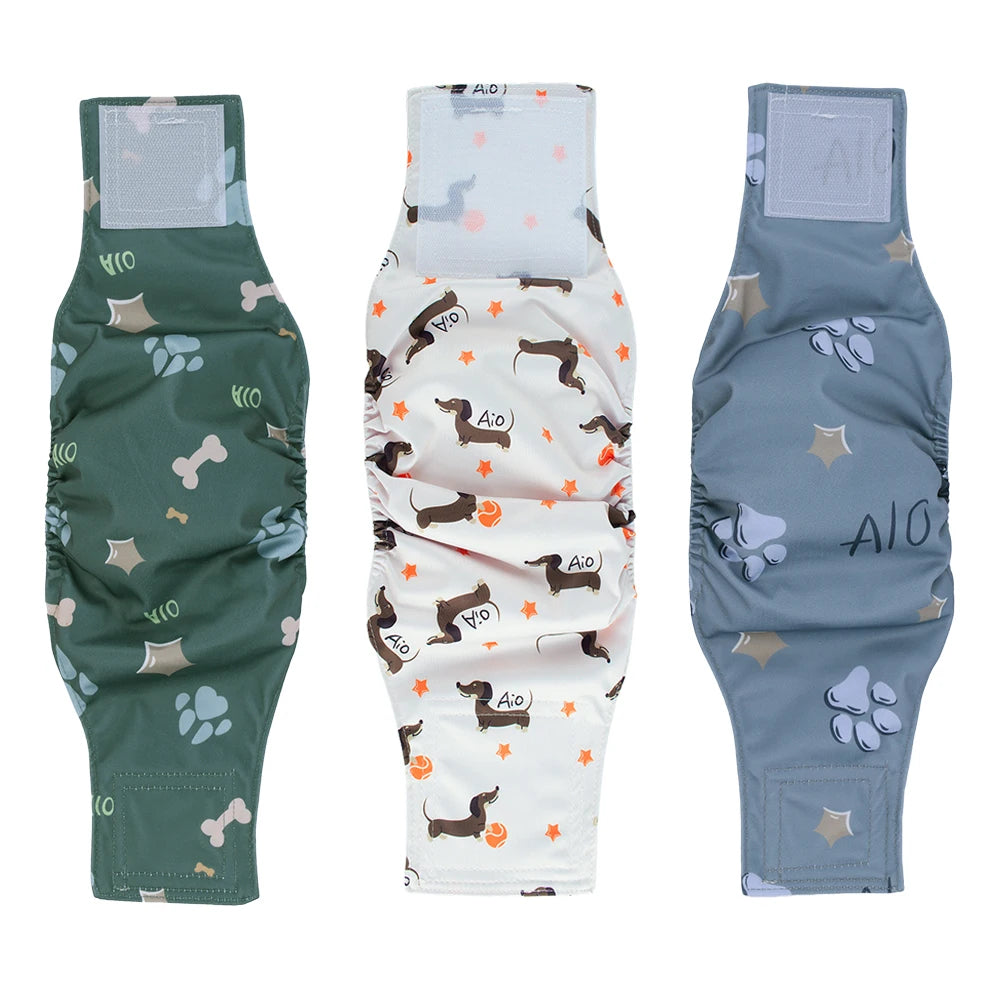 3pcs Reusable Belly Band for Male Dogs Washable Pet Dog Cloth Diapers Leakproof Physiological Pants Short Breathable Puppy Nappy