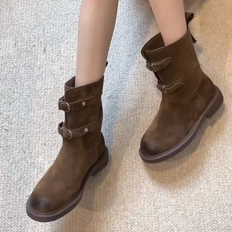 Women's Boots Fashion Women Heeled Winter Boots Elegant Woman Suede Snow Boots Designer 2025 Warm Botas Walking Female Zapatos