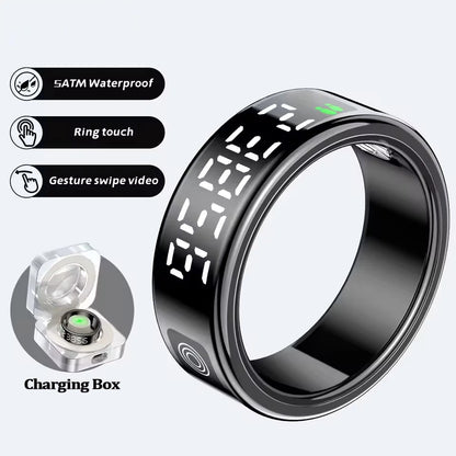 2026 Smart Ring with Display Screen and Touch, Wireless Charging, Health Manager, 5 ATM Waterproof For Men Women Rings R12 R11