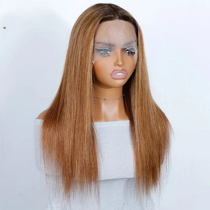 Debut Blonde Straight Lace Front Wigs 13x6x1 Lace Part Human Hair Wig For Women Transparent Lace Highlight Colored Remy Hair