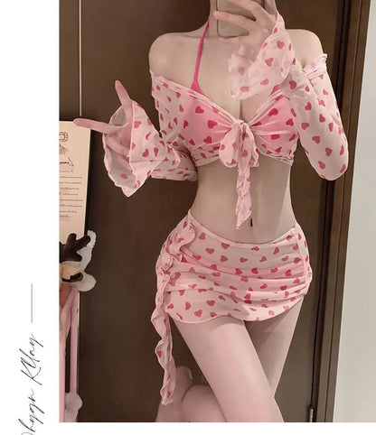 Solid Cute Women Checkered Bikini: Flattering, Slimming  High-Cut Two-Piece Bikini Hot Vacation Swimming Beach