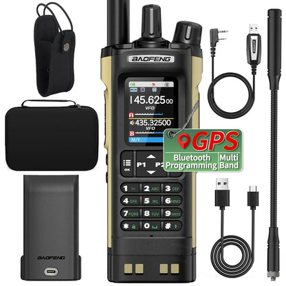 Baofeng UV-32 Walkie Talkie GPS 10W High Tri Power Bluetooth Wireless Programming UHF VHF Scrambler Type C Charge Two Way Radio
