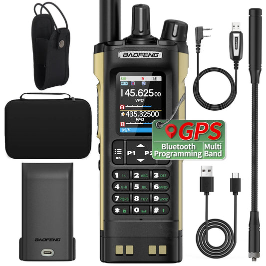 Baofeng UV-32 Walkie Talkie GPS 10W High Tri Power Bluetooth Wireless Programming UHF VHF Scrambler Type C Charge Two Way Radio