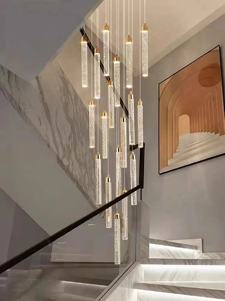 Modern Ceiling Chandelier Luxury Staircase Crystal Chandeliers Duplex Attic Villa Living Room Pendant Lights Home Decor Lighting