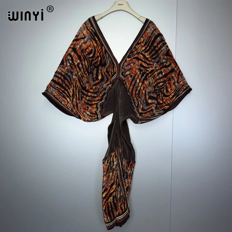 WINYI Women's Slim Fit Pleated women's jumpsuits and rompers Abaya Dubai Style Luxury Party Wear Muslim Beach Holiday Fashion