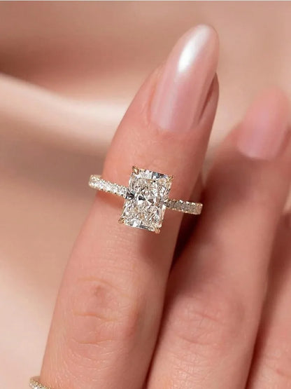 925 Sterling Silver 2-5CT Rectangle Zircon Gorgeous Shiny Ring For Women Anniversary Wedding Luxury High Quality Fine Jewelry