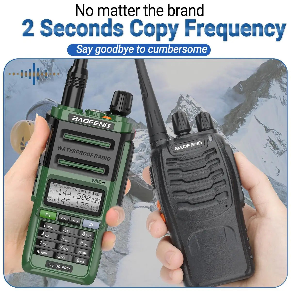 Baofeng UV-9R PRO Walkie Talkie IP68 Waterproof Full Band Wireless Copy Frequency 128CH AM FM Type-C Long Range Two Way Radio