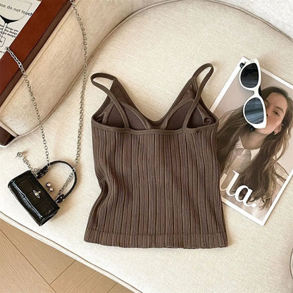 Fashion V Neck Sleeveless Summer Knit Tank Top White Women Black Casual Basic T Shirt Off Shoulder Camis Sexy Backless Crop Tops