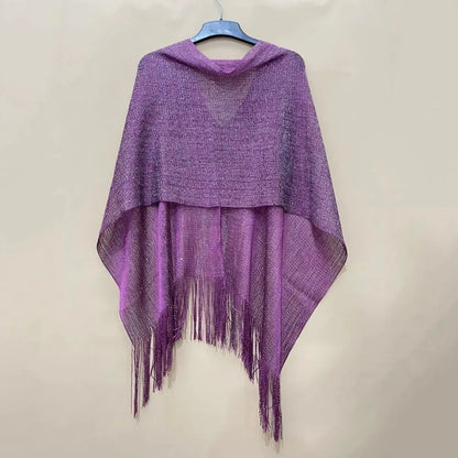 Summer Sun Protection Scarf Gold Silver Tassels Wedding Scarf Elegant Temperament Dresses Shawls for Women