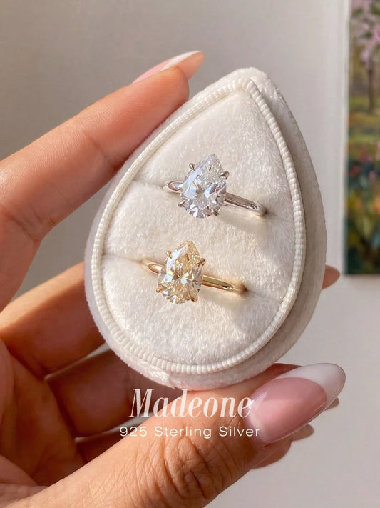 925 Sterling Silver Zircon Fashion Shiny Pear Solitaire Ring for Women Engagement Wedding Luxury High Quality Fine Jewelry