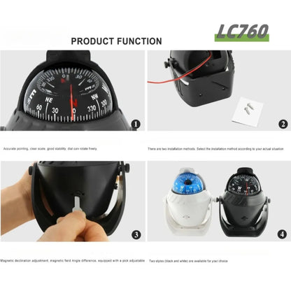 LED Light Electronic Compass, High Precision Pivoting Navigation Compass for Boat Car Marine Use