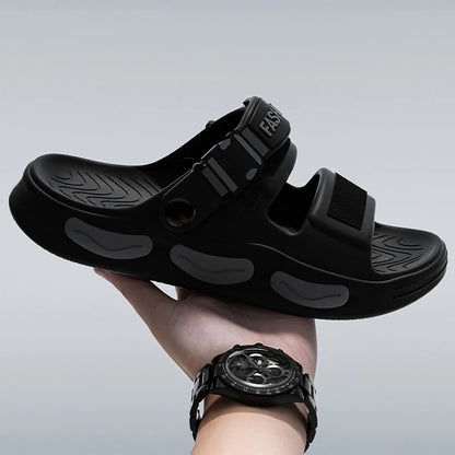 Men's Slippers Thick Sole Summer Beach Slides EVA Lightweight Open-toe Sandals For Men Non-slip Indoor Bathroom Home Shoes