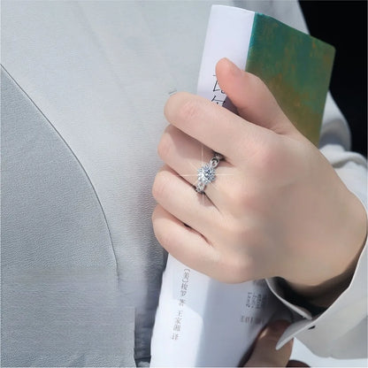 1Ct Moissanite PT950 Platinum Snow Fairy Ring Women's - Bright shine, ice crystal highlights diamond, decent romantic gift