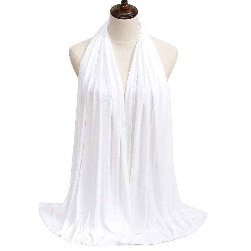 Womens Muslim Ramadan Fashion Modal Cotton Jersey Hijab Womens High Quality Solid Color Soft Hijab Long African Scarf