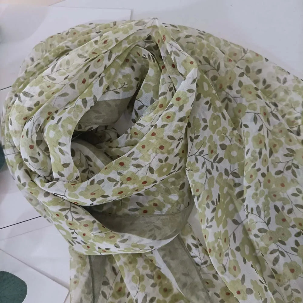 Small Flower Full of Stars Print Women Elegant Chiffon Georgette Bandana Scarf Summer Beach Sunscreen Thin Hijab Shawl