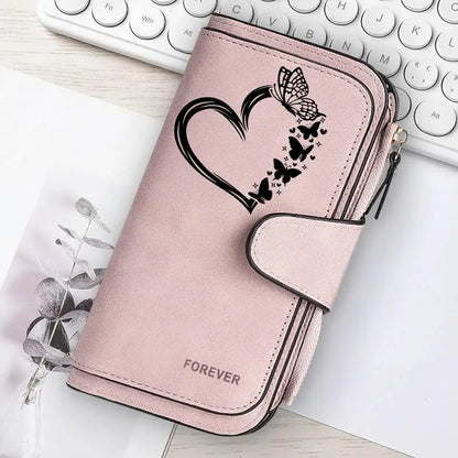 Heart-Shaped Animal Paw Butterfly Print Design Women Wallets Card Coin Wallet for Girls Purse ID Wallets Female Coin Purse Gift
