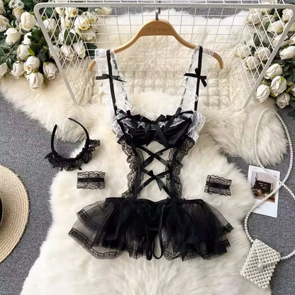 Women Lace Patchwork Velour Strappy Catsuits Fashion One Piece Combination Rompers Erotic Fashion Sexy Bunny Bodysuits Cosplay
