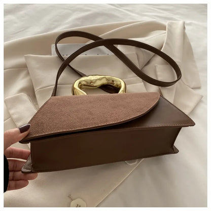 French Style Light Luxury Large Capacity, New Minimalist Design Casual Metal Hand-held Shoulder Crossbody Bags for Women