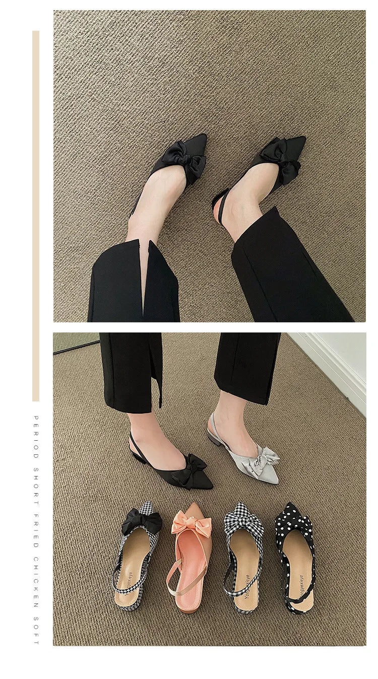 maogu Bow Polka Dot Pointed Toe Stiletto Sandals Luxury Sandals Women Designers Elegant Party Sandal 2023 Fashion Women Shoes 39