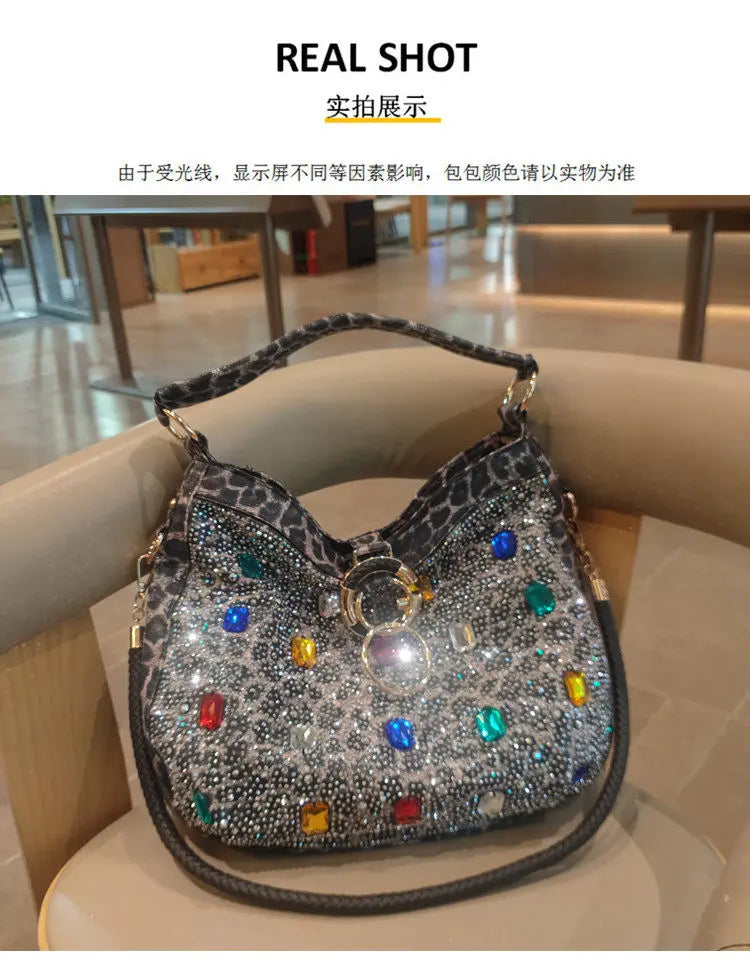 Luxury Genuine Leather Portable Women's Bag Leisure Large Capacity Diamond Tote Bag Shoulder Crossbody Bucket Bags Fashion 2026