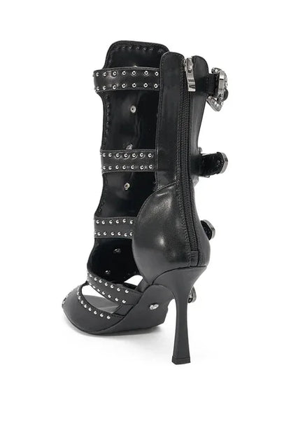 Women's Patchwork Hollow Out Sandal Boots Sexy Square Toe Zipper Thin Heel New Arrivals Fashion Women Modern Shoes 44