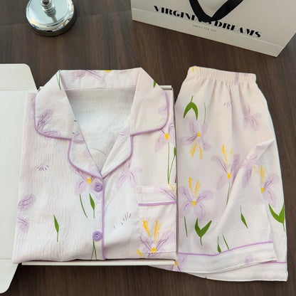 Women Summer Lapel Open Front Pajama Set Short Sleeve Top Shorts, Sweet Ins Teen Loungewear, Casual Daily Outdoor Home Wear Suit