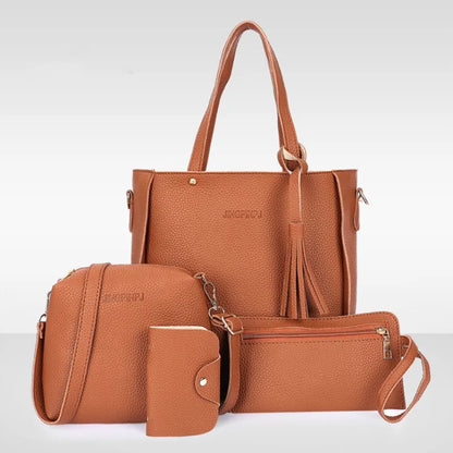 4Pcs/Set Shoulder Bag Large Capacity Crossbody Handbags Enhanced and Reinforced PU Leather Wallet Purse Crossbody Bags for Women