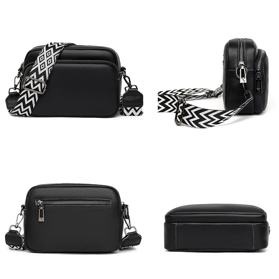 Luxury Solid Color Genuine Leather Ladies Messenger Bag 100% Soft Cowhide Shoulder Crossbody Bags For Women 2023 Female Handbags
