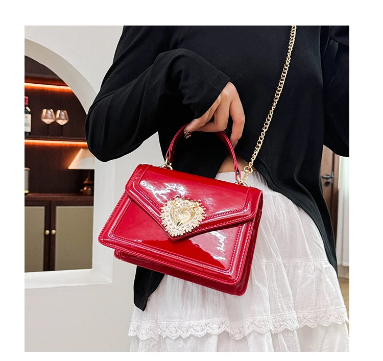 Light Luxury Burgundy Handbags for Women Trendy Versatile Buckle Flip Shoulder Bags Female Casual Commuting Chain Crossbody Bag