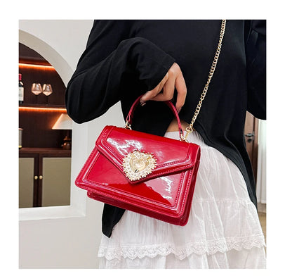 Light Luxury Burgundy Handbags for Women Trendy Versatile Buckle Flip Shoulder Bags Female Casual Commuting Chain Crossbody Bag