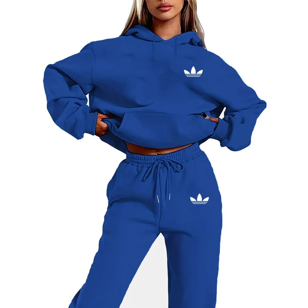 Women Tracksuit Autumn Winter Hoodies Trousers 2PCS Suit Sports Jogging Street High Quality Clothes Pants Sets Casual Fitness
