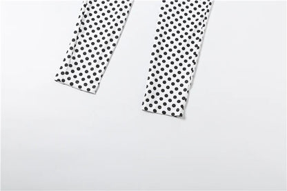Nibber Hottie Women Dot Print 2 Piece Set Tracksuit Sexy Backless Halter Tank Tops+Leggings Matching Streetwear Stretch Outfits