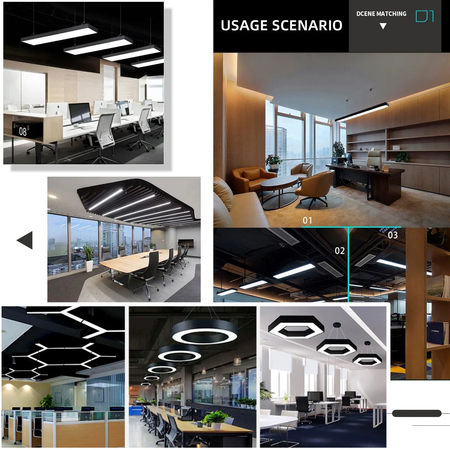 Large Energy-saving Pendant Lamp LED Ultra Wide Chandeliers High Bright Lighting Office Restaurant Home Living Room Lights LED