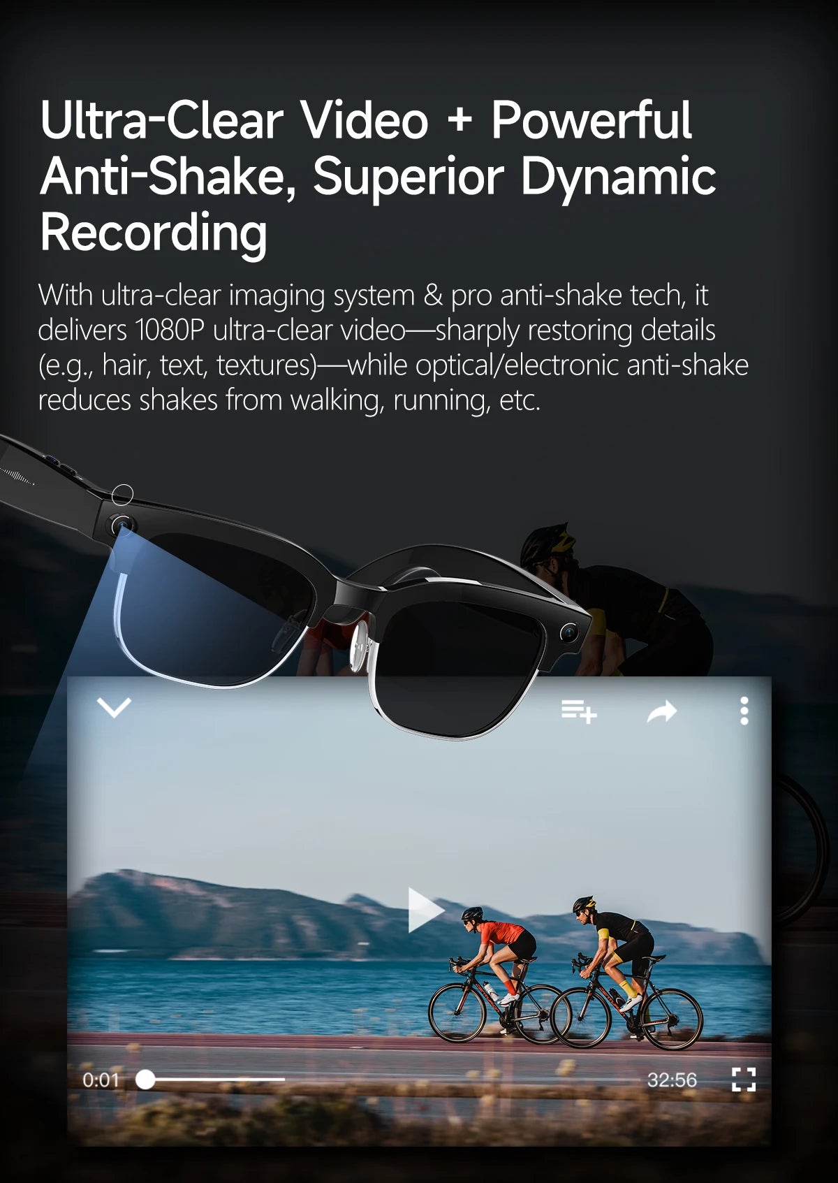 AI Smart Glasses Camera 2026 Bluetooth Headphones Translator Sunglasses Touch Control Photochromic Anti Blue Light Eyeglasses